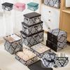 Rangement de vêtements style européen Organisateur d'articles divers Boîtes imprimées avec couvercle Bacs pliables pour placard pour vêtements Jouets Articles divers de bureau
