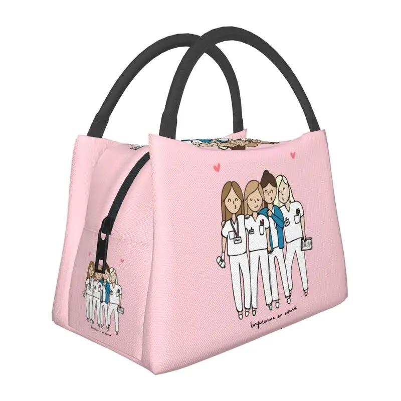 Benutzerdefinierte Krankenschwester in Not Cartoon Arzt Krankenschwester Isolierte Lunchtaschen für Tragbare Thermokühltasche Lebensmittel Lunchbox Camping Reise