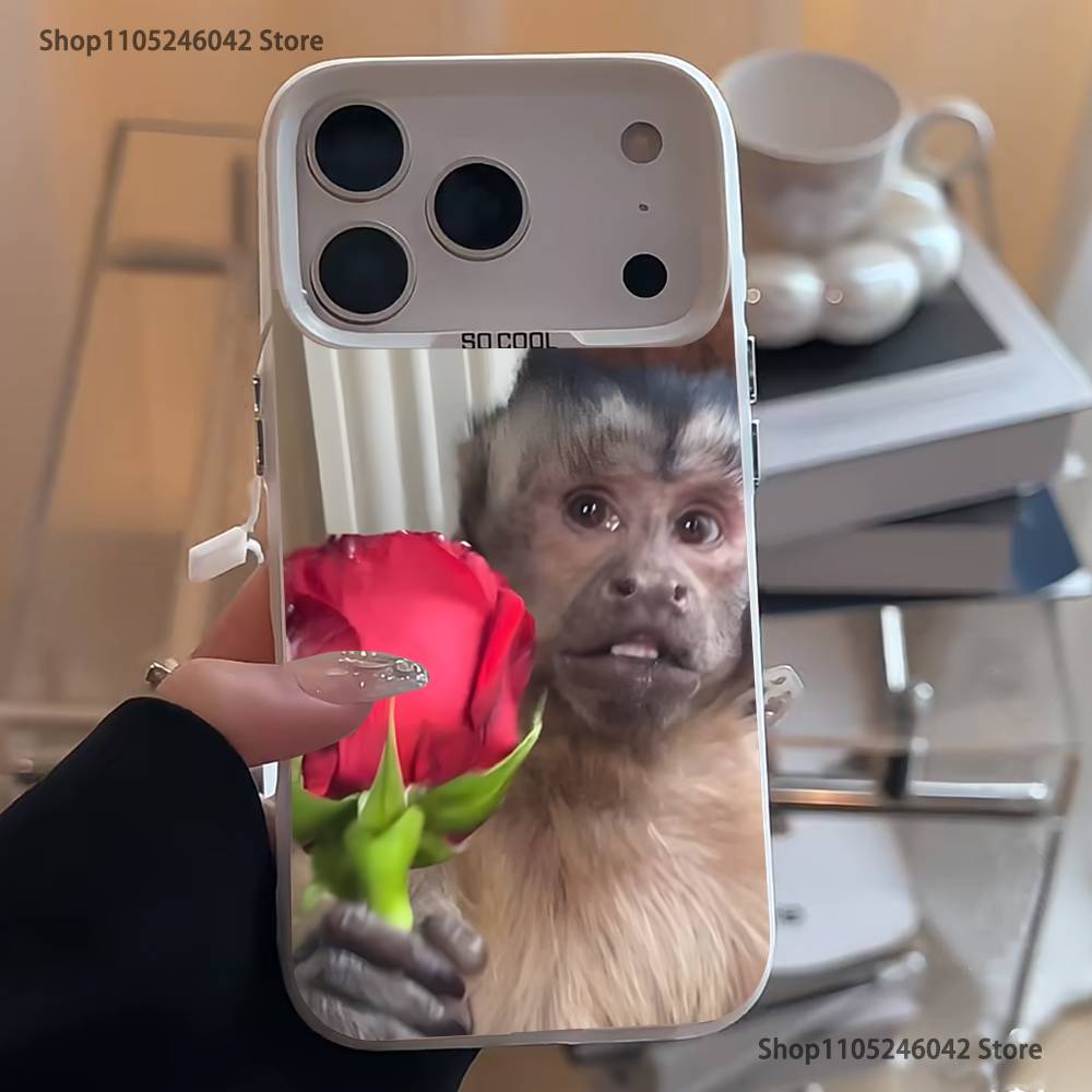 Monkey Sipping C-Caprisun Phone Case For iPhone 17,16,15,14,13,12,11,Pro,XS,Max,Plus,Mini,SE4,E White Matte Shockproof Cover