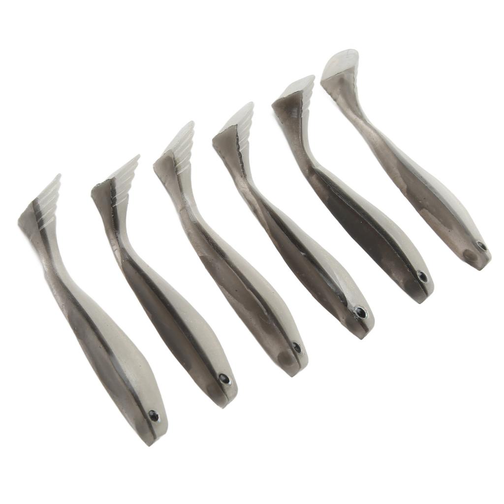 6 Stück 10cm Weicher Angelköder 2 Farben T-Schwanz Künstlicher Köder mit Schwarzem Rücken für Salzwasser Süßwasserangeln