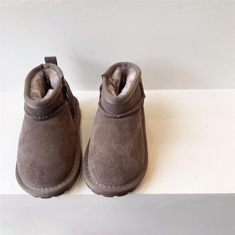 Kids Snow Boots Winter Baby Soft Warm Cotton Shoes with Plush Boys Girls One Suede Boots