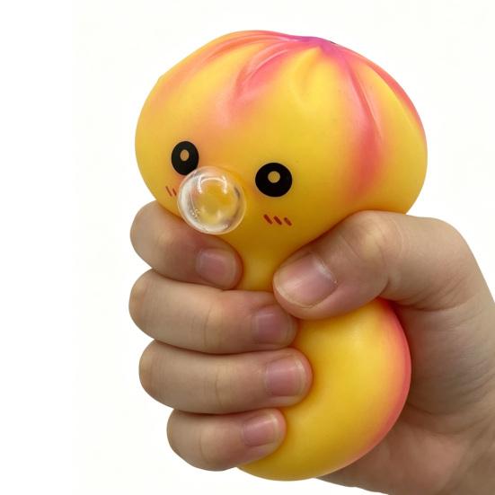 Bubble Blowing Dumpling Squeeze Toy with Steamer Box Soft Steamed Bun Sensory Toy Decompression Dough Stress Ball Fidget Toy