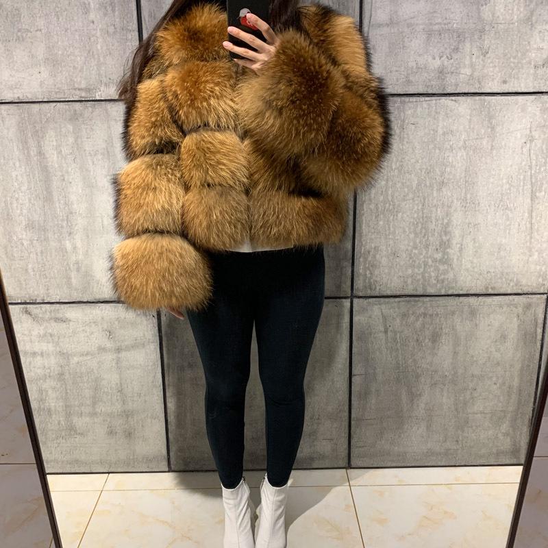 European and American Hot-Selling Imitation Raccoon Fur Patchwork Women's Coat