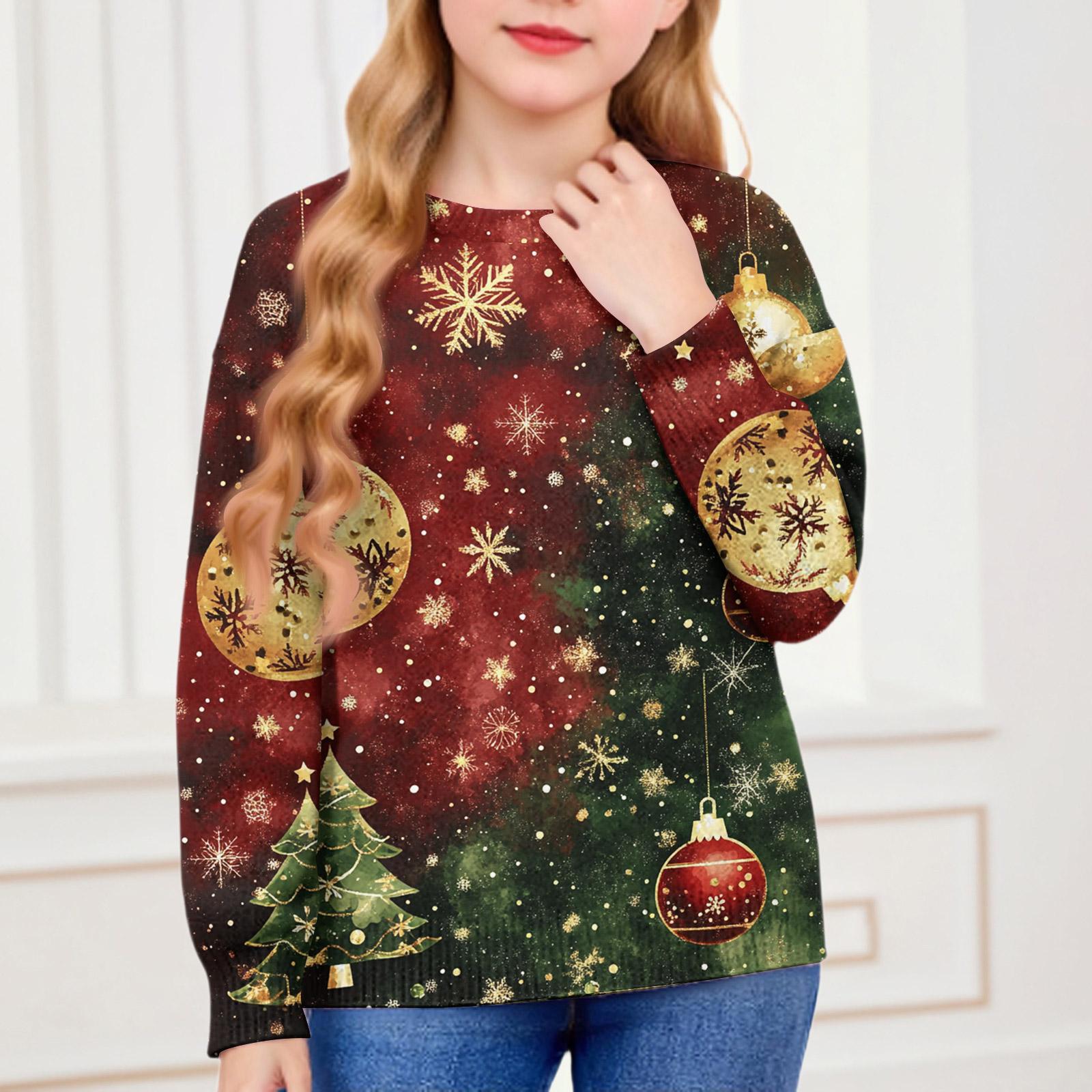 

Рождественские свитшоты для детей мальчиков и девочек вязаный свитер милая рубашка осенний пуловер с круглым вырезом топы 90 киноварь