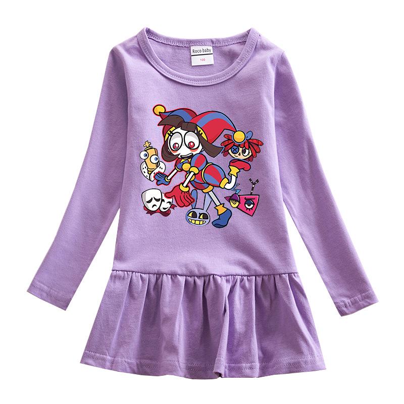 2026 Korean Style Girls' Cartoon Long Sleeve Mesh Princess Dress for Spring and Autumn