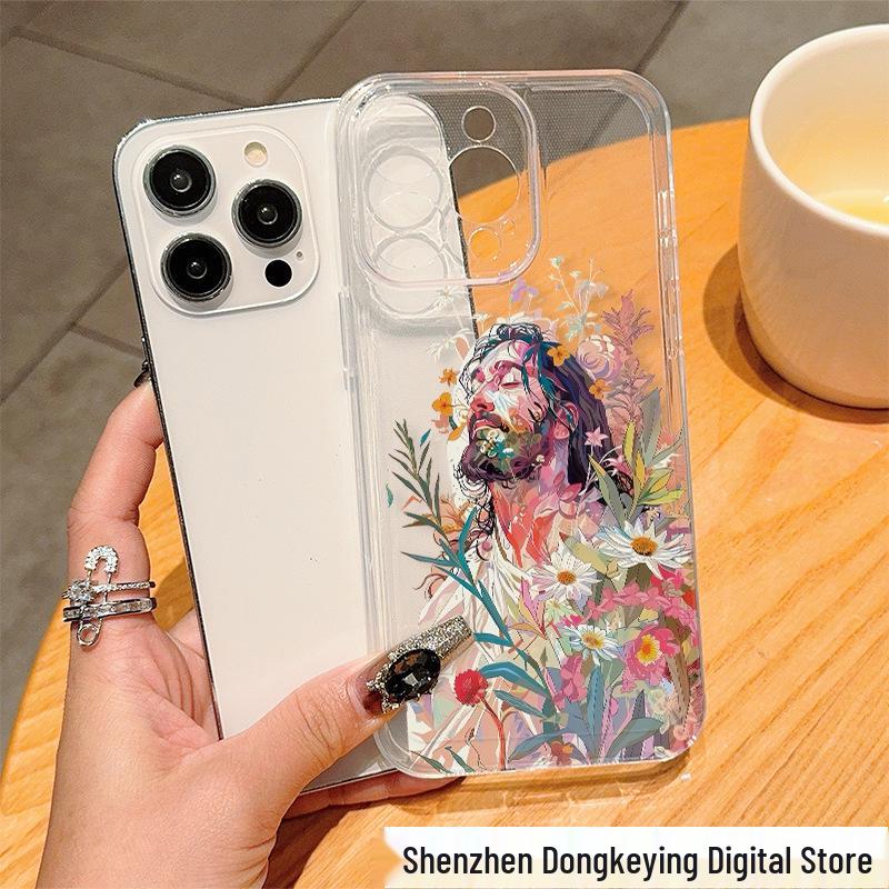 

Retro Character Oil Painting Clear Phone Case for iPhone 13/14/15/16 & 11/12 Pro Max 7/8