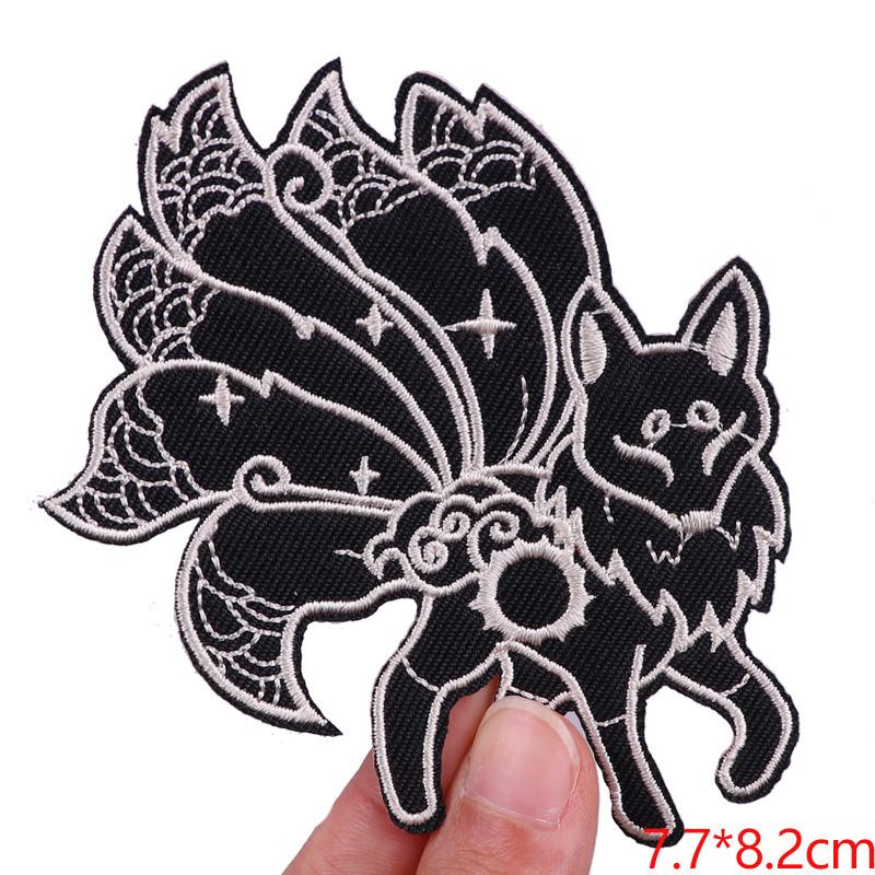 Sun Moon Patch Fox Whale Embroidery Patch Iron On Patches For Clothing Diy Cartoon /Wave Patches For Clothes Jacket Sew Stickers