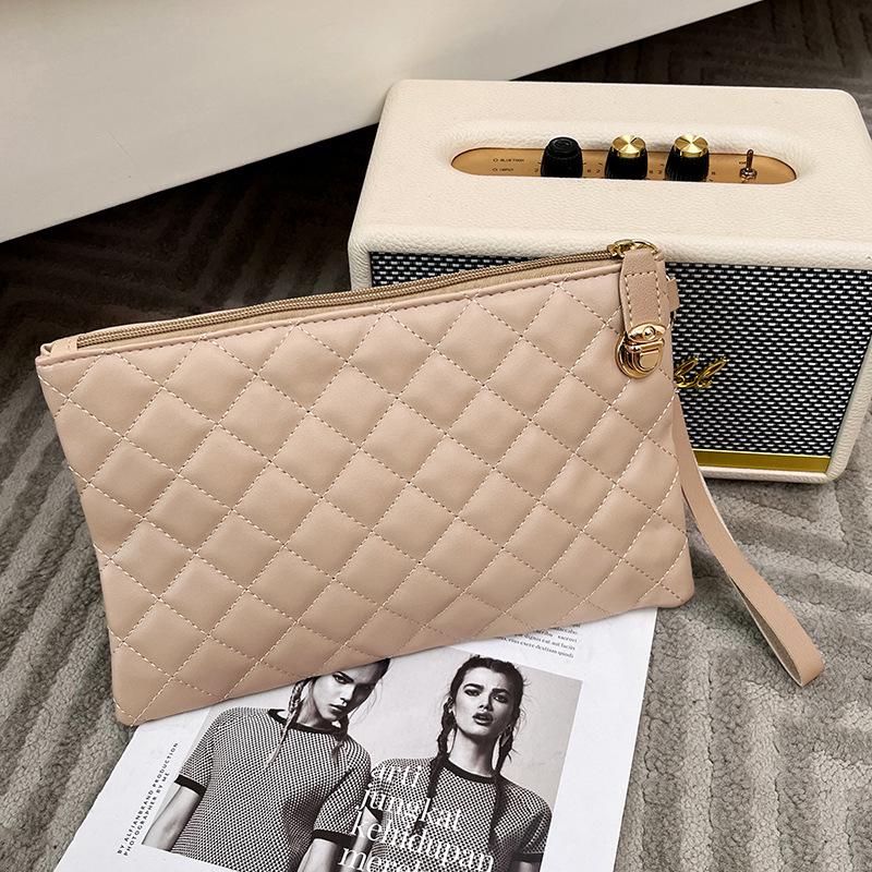 Women s 2026 Summer Diamond Pattern Clutch & Cosmetic Phone Bag абрикосовый