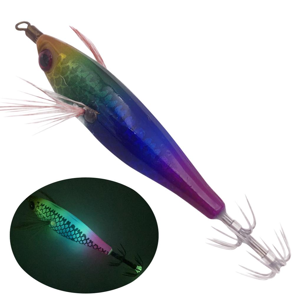 

1-15 шт. Деревянная креветка Горизонтальный лазерный светящийся плавающий воблер Эги Джиг для кальмара Крючок для креветки Крючок для осьминога Приманки для ловли каракатицы 1PCS