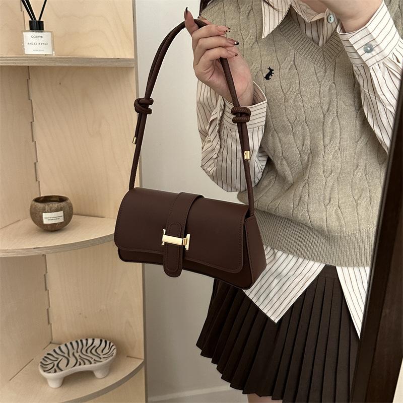 Textured Commuting Solid Color PU Small Square Bag New Versatile and Fashionable Crossbody Bag French Niche Single-shoulder Underarm Bag