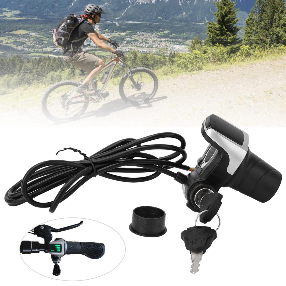 36V Electric Bike Bicycle Ebike Handlebar Twist Grip Throttle with LCD Display and Key Lock