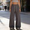 Loose Casual Drawstring Women's Wide-leg Pants 2026 Spring Elastic Waist Versatile Thin Sweatpants Lace-up Sports Casual Pants Fashion New Trousers