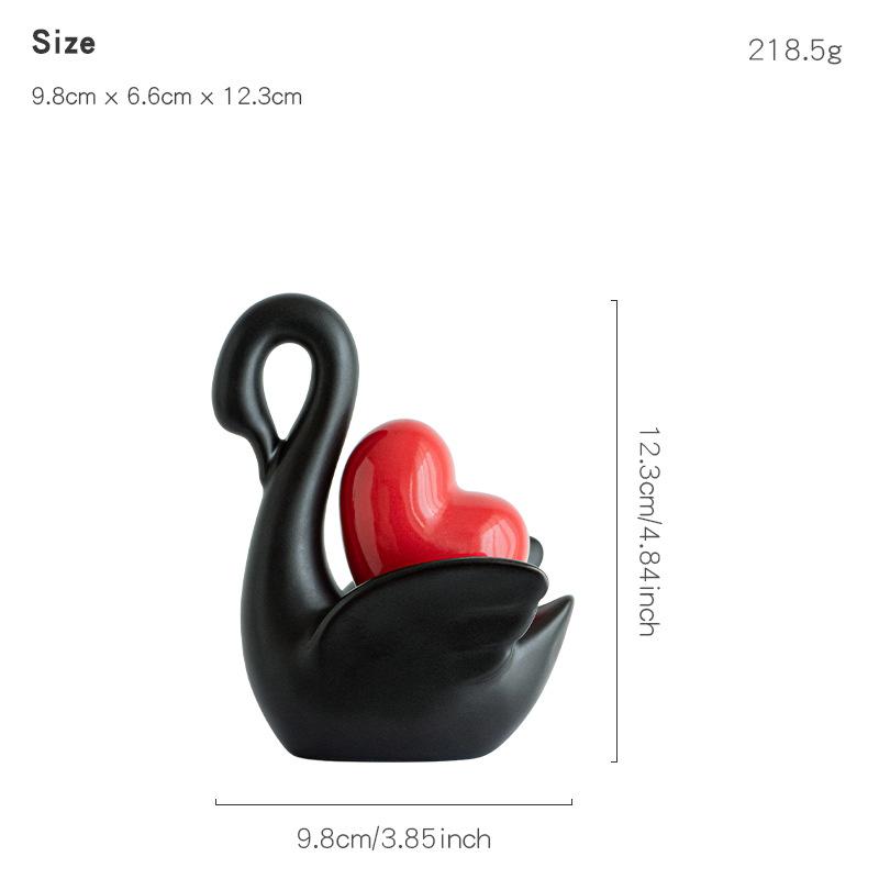 Love Couple Swan Ornament Ceramic Crafts Golden Love Sculpture White ceramic swan figurine  TV cabinet Home decor accessories