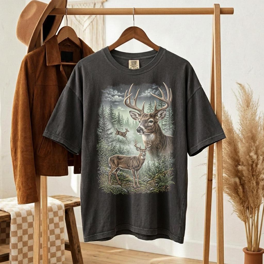 Deer Shirt, Vintage Whitetail Buck Graphic Tee, Hunting T-Shirt, Rustic Wildlife Shirt, Forest Animal Tee, Outdoorsman Gift, Unisex Shirt