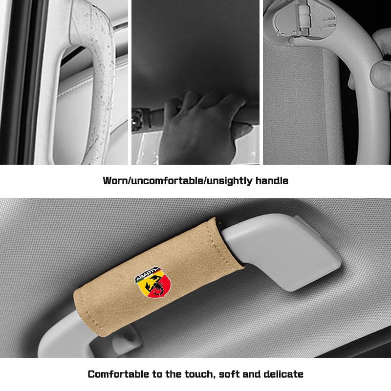 Car Handle Protection Case Suede Cover For Fiat Abarth 695 595 500 124 125 500C Series Car Roof Armrest Inner Door Pull Cover