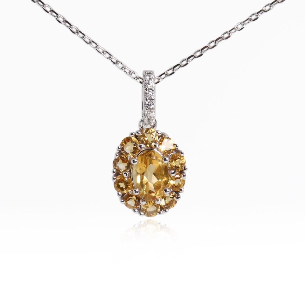 Brilliant and elegant natural Citrine 925 sterling silver pendant necklace for ladies' birthday and anniversary gifts