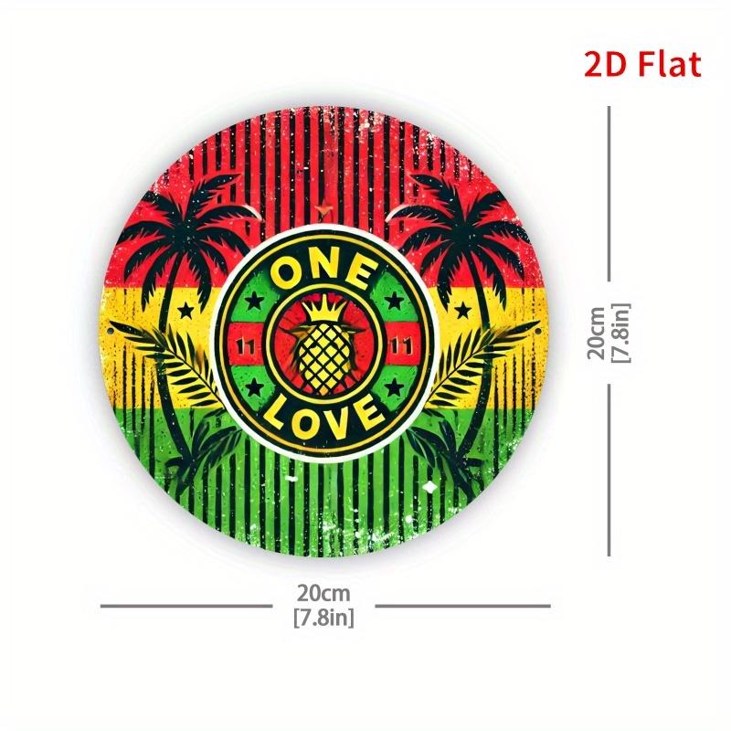 HD Tin Sign One Love Pineapple Rasta Color Round Vintage Metal Wall Art Retro Reggae Decor