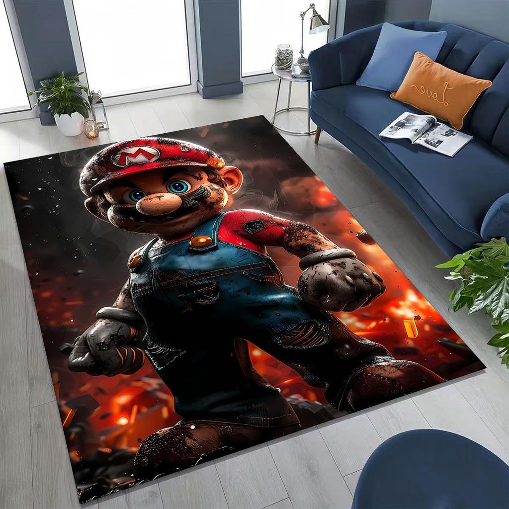 2026 New Retro Mario Cartoon Gift Rug for Bedroom Living Room Sofa Home Doormat Decor, Large Kids Play Non-slip Floor Mat