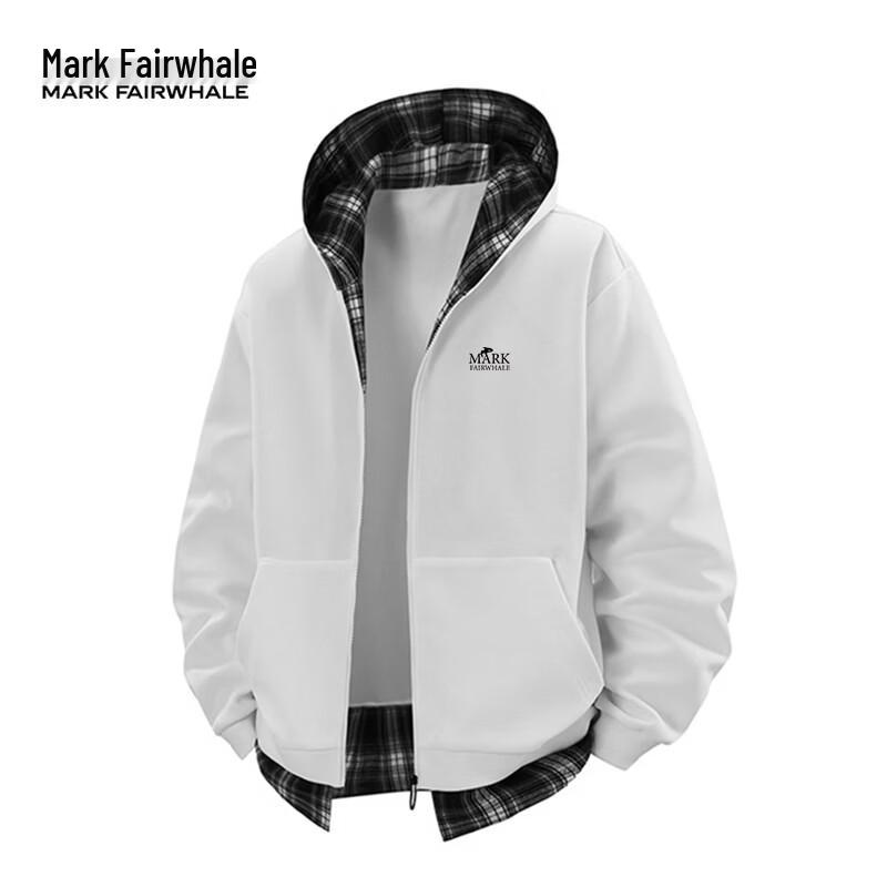 MARK FAIRWHALE Men's Color-Block Plaid Casual Jacket