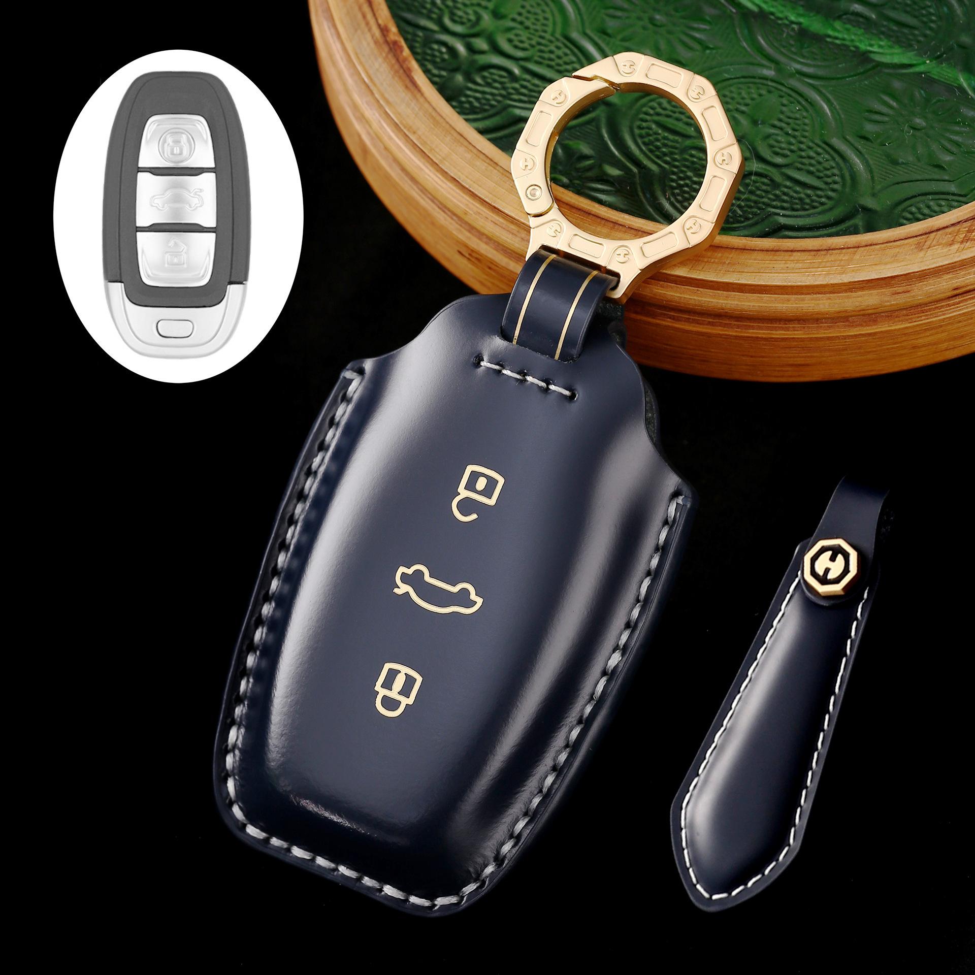 

Leather Key Cover Is Suitable For Hongqi H5 High-End H9 Men S H7 Car Protective Cover High-End Leather Gift Box Set.