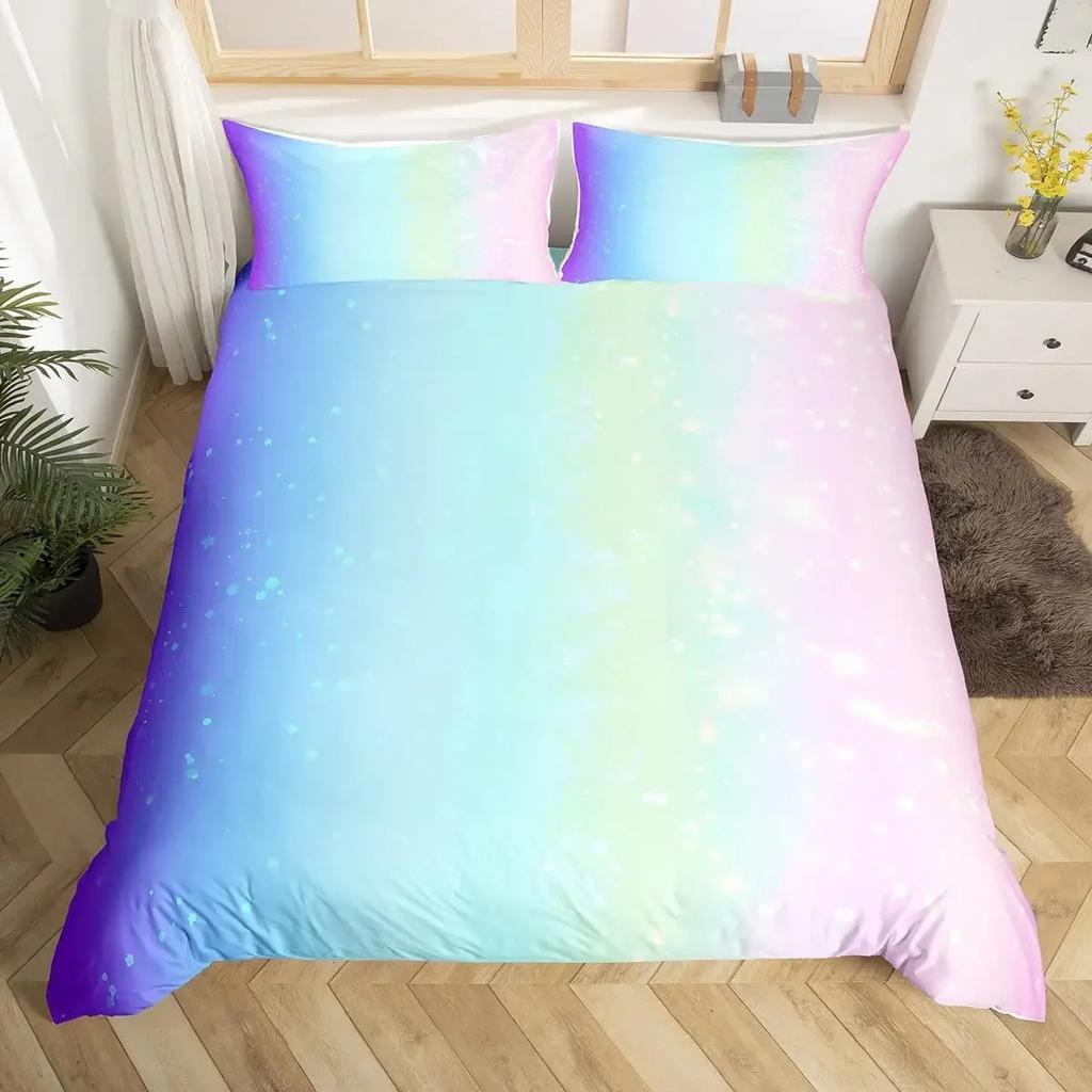 Rainbow Conch Duvet Cover Set Colorful Rainbow Bedding Set For Kids Girls Microfiber Multicolor Comforter Cover Twin King Size