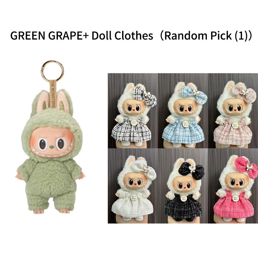

POP MART Лабубу монстр брелок серия exciting macaron с секретным подарком внутри GREEN GRAPE Doll Clothes разноцветный