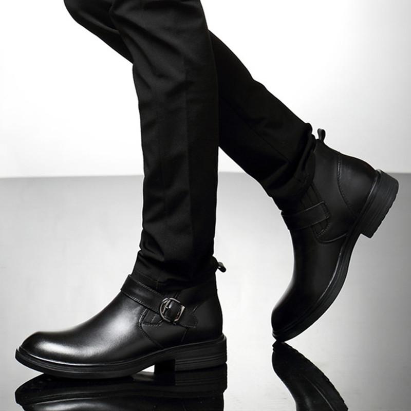 New High Quality Genuine Leather Mens Boots Luxury Men Casual Shoes Fashion Plush Ankle Boots For Men Winter Man Shoes With Fur