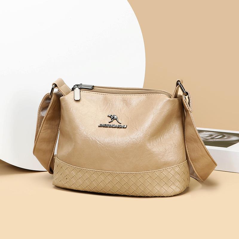New Simple Women's High Quality Crossbody Bag--Multilayer Retro Ladies Handbag Crossbody Texture Splicing Shoulder Bag