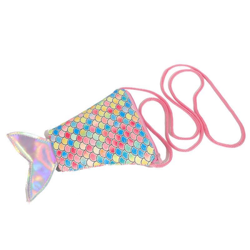 Delightful And Colorful Fish Tail Crossbody Bag For Children With Sparkling Sequins And Adorable Design