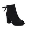 Booties Women Fall Winter 2025 New Round Toe Bow Side Zipper British Style Platform Heels