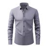 Herren Langarm Slim Fit Hemd mit Knöpfen Uni Schwarz