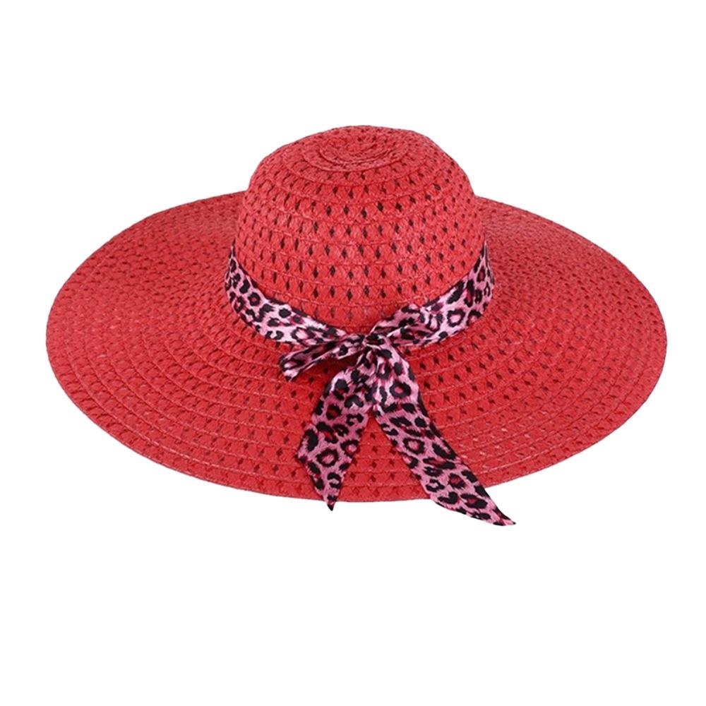 Großer Rand Sommer Sonnenhut Schleife Strohhut Mode Strandkappe für Damen