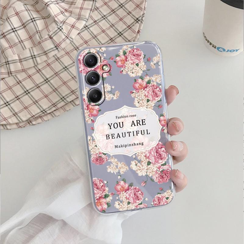

Мягкий прозрачный силиконовый чехол Flower для Xiaomi Redmi Note 13 14T 15 Samsung A55 A35 S24 FE iPhone 15 Huawei Honor 200 Camera Защитный противоударный чехол Samsung Galaxy A55 5G
