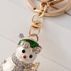 Christmas Keychain Snowman Christmas Tree Stockings Rabbit Shape Key Ring Rhinestones Inlay Key Organizer