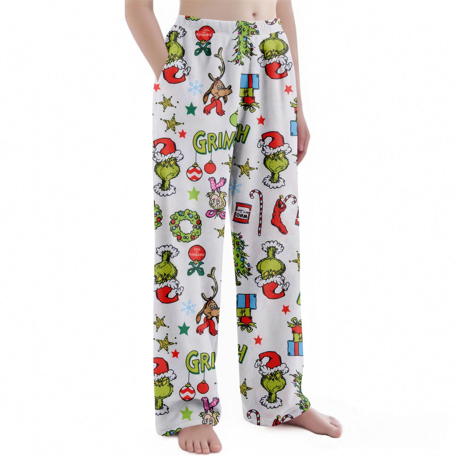 

Дитячі штани з різдвяним принтом, плюшеві повсякденні штани 130 білий