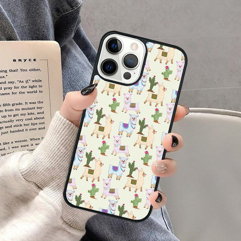 Kawaii Cute Llama Alpaca Phone Case for iPhone 17 Air 16 16e 15 Plus for Apple 13 11 12 14 Pro Max Cover coque Shell
