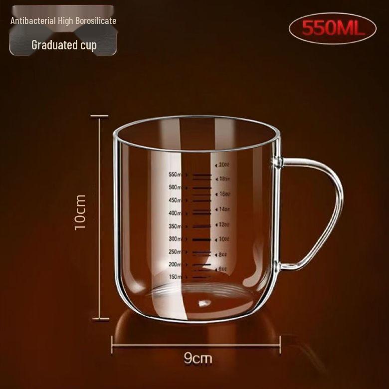 Microwaveable High-Borosilicate Glass Measuring Cup for Milk, Soy Milk, Water, and Breakfast Use