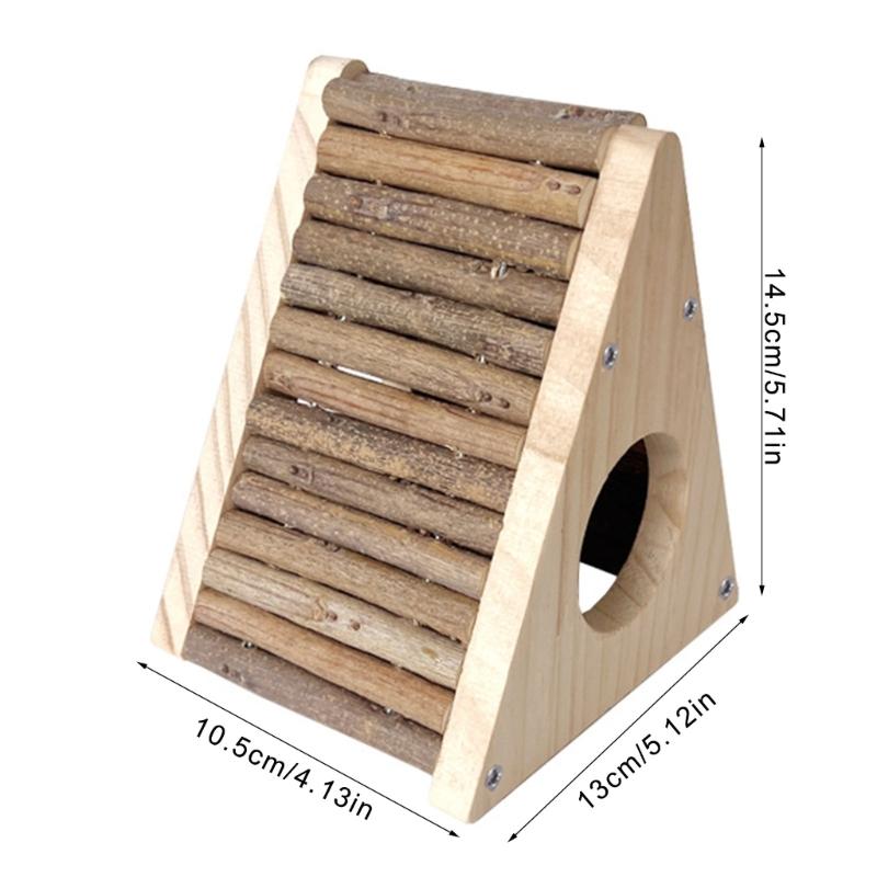 Solide Trapezförmige Holz-Kletterleiter Kleintierkäfig Zubehör Verstecke für Hamster Kleintier