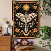 VIKAMA Retro Moth and Mandala Tapestry Aesthetics Bedroom Wall Decoration Living Room Dormitory Office Home Decor