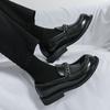 Men Loafers Shoes PU Low Heel Metal Chain Decorative Fashion Style Shoes Business Casual Men Shoes Large Size 38-46