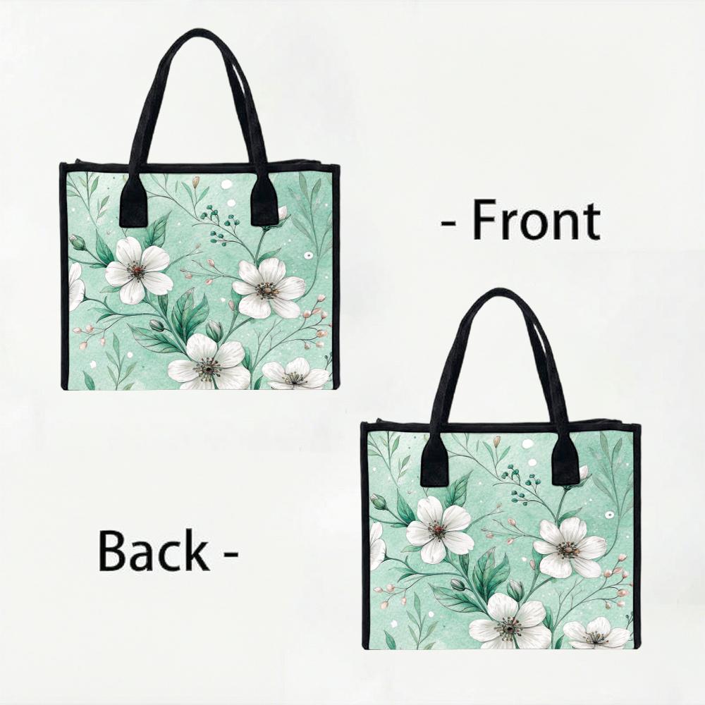 Elegant Floral Printed Tote Bag for Women Casual Daily Use Stylish Lightweight Portable Handbag for Outdoor Shopping Travel Commute