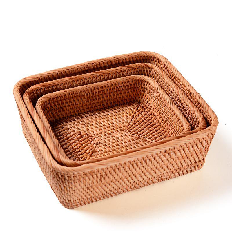 Vietnamese Handmade Woven Autumn Vine Basket for Snacks, Fruit, or Candy - Perfect for Living Room or Coffee Table.