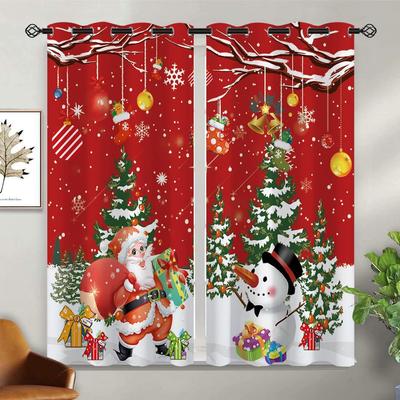 Weihnachtliche Ösenvorhänge zur Heimdekoration, Dünne und leichte Vorhänge, Vorhangpaneel, Hängevorhänge, Küche, Badezimmer