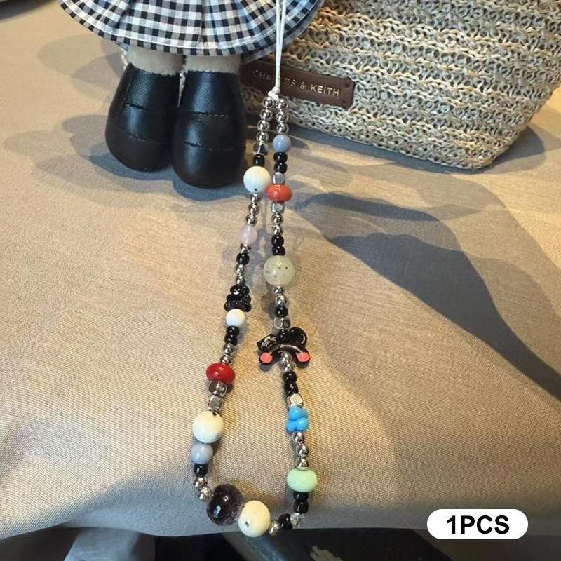 

Sweet Cute Cat Beaded Mobile Phone Chain Lanyard Keychain Pendants Backpack Hanging Ornaments Girly Bag Decoration Chain Gifts