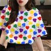 Summer Hot Sale Beautiful Star 3D Print Short Sleeve round Neck T-Shirt Women's Fashionable Casual Polyester Top