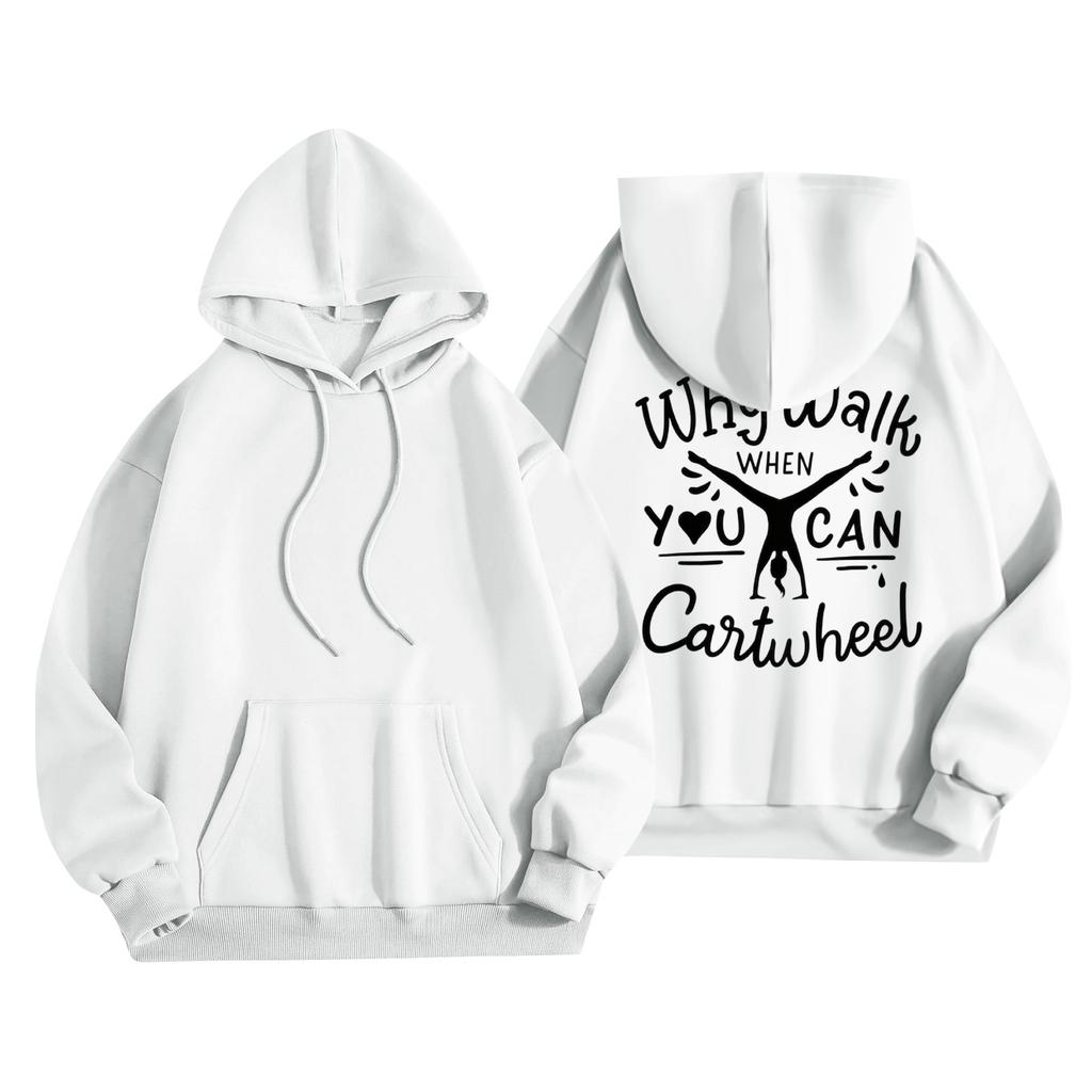 Women's Printed Round Neck Pullover Sweatshirt Hooded Drawstring Sweatshirt Top