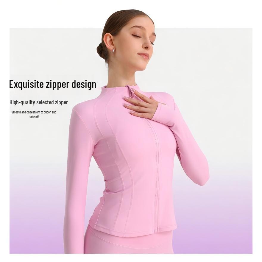 Women's Slim Fit Quick-Dry Zip-Up Yoga Top - Long Sleeve & Bare Feel