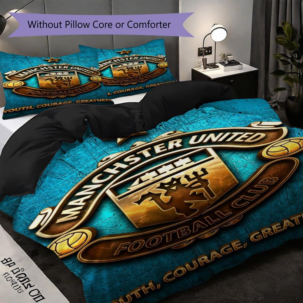 Glory Manchesters Emblematic Pride Three-piece set (1 * duvet cover + 2 * pillowcase, without core) 2D Flat Christmas birthday gift