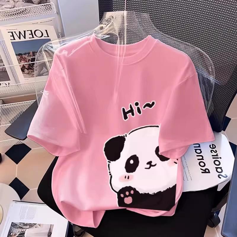 2026 Summer Cartoon Panda Casual Women’s Loose Short-Sleeve T-Shirt