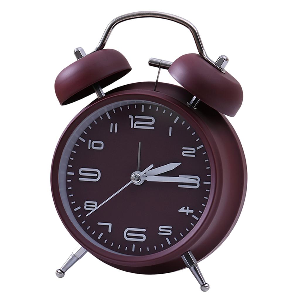 Vintage Style Wind Up Clock with Metal Bells Silent Movement Analog Alarm Clock for Kids Bedside Table
